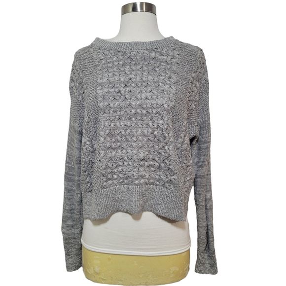 Mossimo Heather Gray Cable Knit Long Sleeve Crew Neck Sweater Size Small - Picture 1 of 7